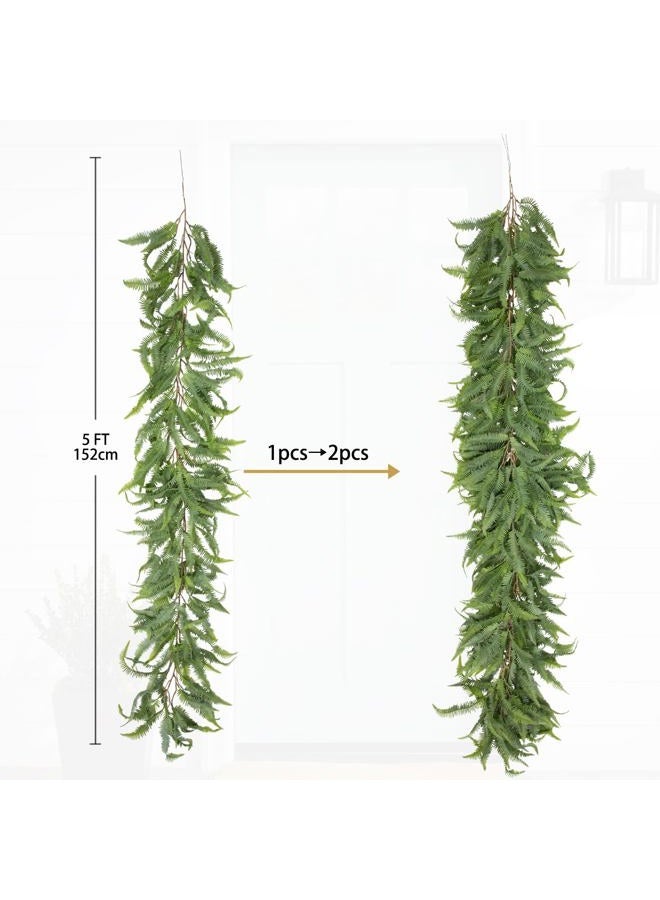 Briful Greenery Garland 5ft Fern Artificial Garland for Mantle Centerpieces Decor - Image 2