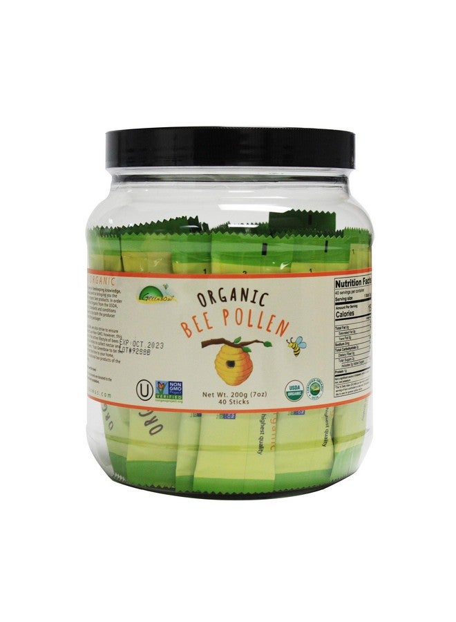 Greenbow Organic Bee Pollen - 100% USDA Certified Organic, Non-GMO, Halal, Kosher Certified, Pure & Natural Bee Pollen - Superfood Packed with Proteins, Vitamins & Minerals - Gluten Free -5g x 40stick - Image 1