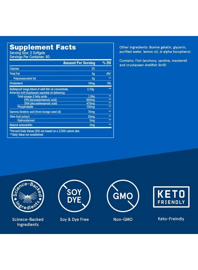 بوليت بروف كبسولات أوميجا كريل كومبلكس اللينة بنكهة الليمون، 120 كبسولة، مكمل غذائي بزيت السمك لصحة الدماغ والقلب - Image 2
