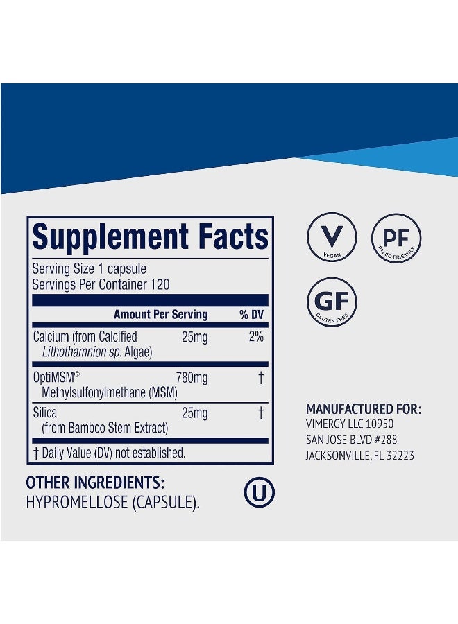 Vimergy MSM with Silica + Calcium Capsules, 120 Servings - Image 4