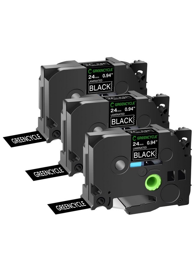 GREENCYCLE 3-Pack Compatible for Ptouch TZe-355 TZ-355 AZE-355 White on Black 24mm 1 inch Laminated Label Tape for PT-D600 PT-P700 PT-2300 PT-2430PC PT-2730 PT-P750W Label Maker - Image 1
