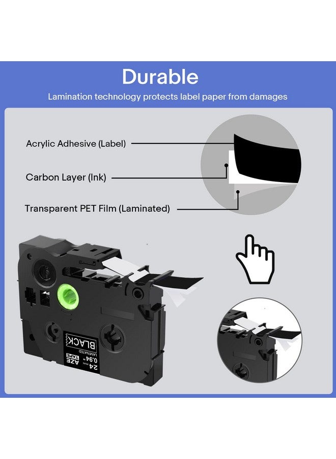 GREENCYCLE 3-Pack Compatible for Ptouch TZe-355 TZ-355 AZE-355 White on Black 24mm 1 inch Laminated Label Tape for PT-D600 PT-P700 PT-2300 PT-2430PC PT-2730 PT-P750W Label Maker - Image 4