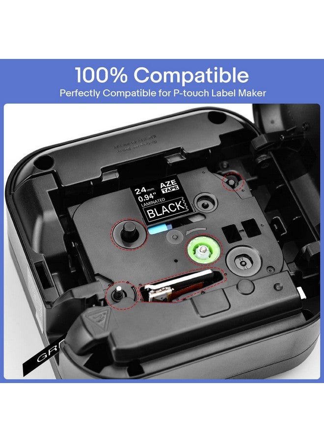 GREENCYCLE 3-Pack Compatible for Ptouch TZe-355 TZ-355 AZE-355 White on Black 24mm 1 inch Laminated Label Tape for PT-D600 PT-P700 PT-2300 PT-2430PC PT-2730 PT-P750W Label Maker - Image 2