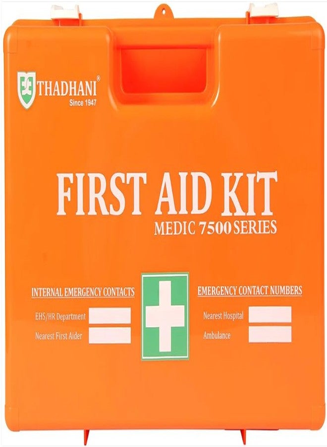 حقيبة الإسعافات الأولية عالية الوضوح من سلسلة Thadhani MEDIC 7500 - متوافقة مع معايير ANSI من النوع الثالث، سعة 75 شخصًا، مقاومة للماء مع حامل للتثبيت على الحائط، مانع تسرب مطاطي | مثالية للاستخدام المكتبي والصناعي - Image 1