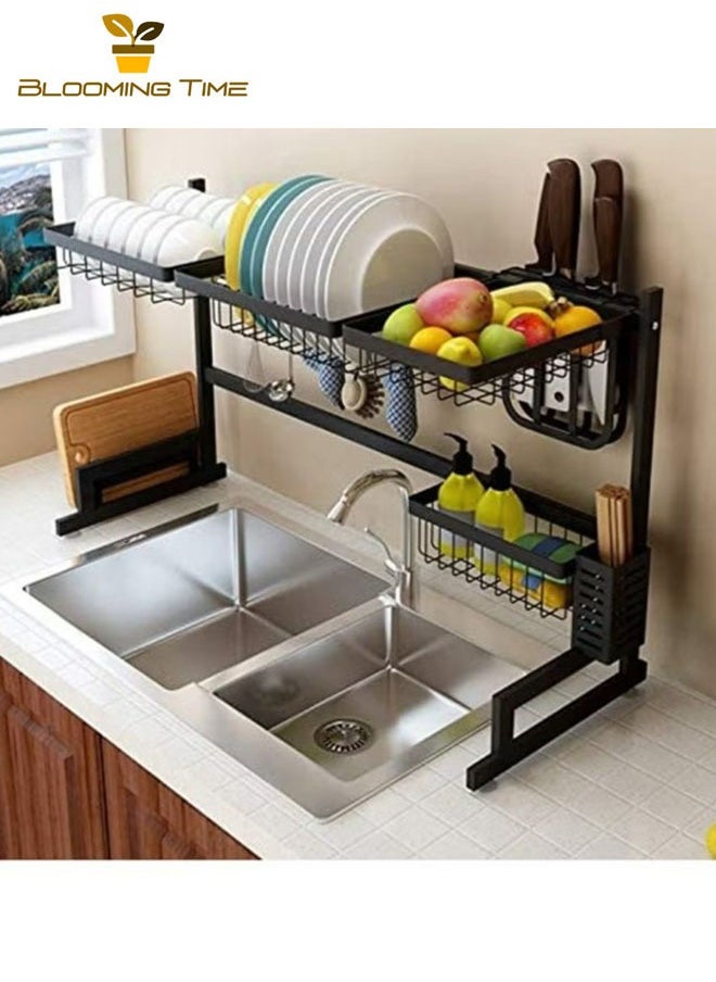 Stainless Steel Sink Rack, Dishwasher Drain Rack, Durable, Anti-Rust, Easy To Clean, Strong Load-Bearing Capacity, Multi-Layer Design, Space-Saving, Black