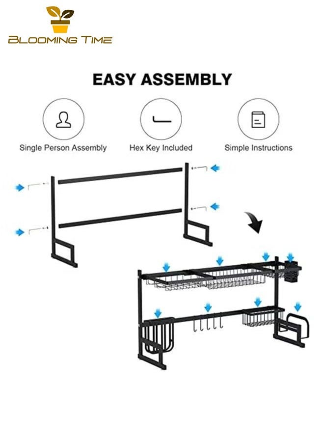 Stainless Steel Sink Rack, Dishwasher Drain Rack, Durable, Anti-Rust, Easy To Clean, Strong Load-Bearing Capacity, Multi-Layer Design, Space-Saving, Black