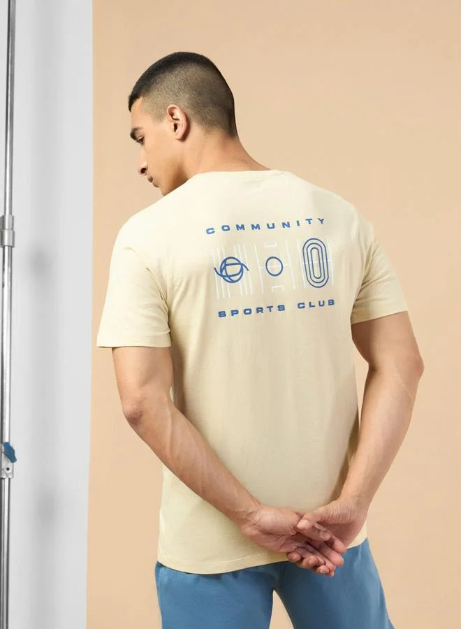 Cult Men Beige Graphic Print Short Sleeve T-Shirt