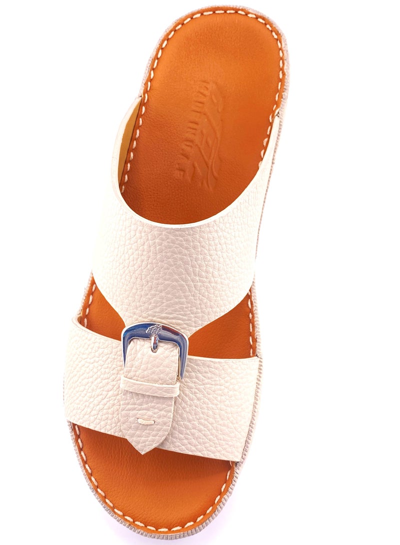 النهام نعال النهام للرجال | شبشب يومي | نعال رجالي عربي من الجلد الطبيعي بالكامل، مفتوح من الأمام ومُزين بمشبك | نعل داخلي ناعم | صنادل عربية خارجية | مريح وخفيف الوزن - Image 1