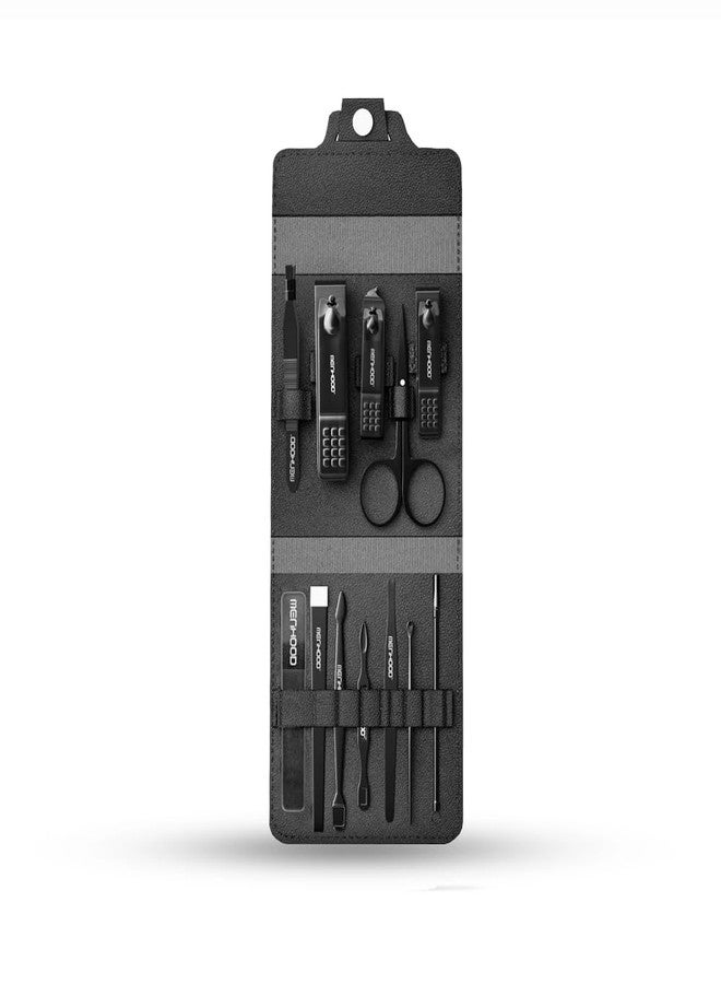 Menhood Man-Cure Kit (16 Pieces) | Stainless Steel Grooming Kit | Manicure Pedicure Kit | Leather Compact Travel Case | Face Care, Foot Care, Hand Care Tools - Image 1