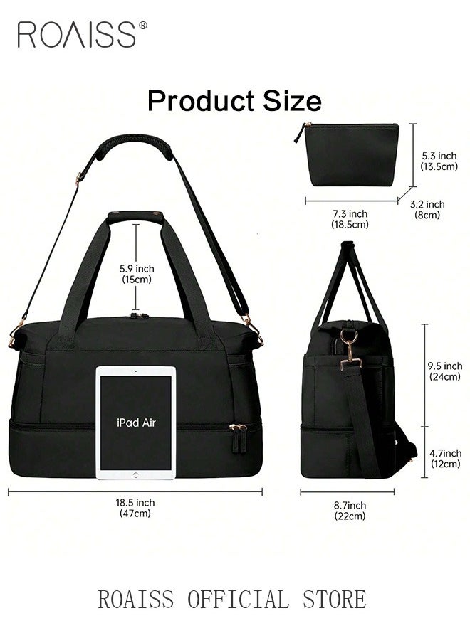 roaiss - Large Capacity Duffle Bag and a Small Zipper Pouch Bag Combination Set Unisex Multi-Functional Waterproof Shoulder Crossbody Bags Sets for Travel Business Trip or Gym Suitable for both Women and Men - Image 1