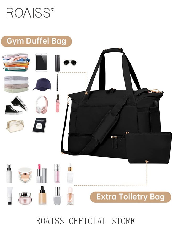 roaiss - Large Capacity Duffle Bag and a Small Zipper Pouch Bag Combination Set Unisex Multi-Functional Waterproof Shoulder Crossbody Bags Sets for Travel Business Trip or Gym Suitable for both Women and Men - Image 1