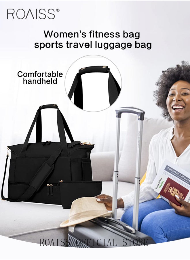 roaiss - Large Capacity Duffle Bag and a Small Zipper Pouch Bag Combination Set Unisex Multi-Functional Waterproof Shoulder Crossbody Bags Sets for Travel Business Trip or Gym Suitable for both Women and Men - Image 1