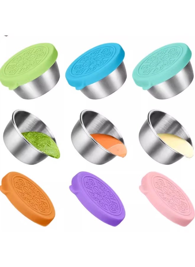 6pcs 40ml Salad Dressing Container to Go,Handy Leakproof Stainless Steel Meal Prep Containers Reusable,Sauce Containers for Lunch Box, Picnics, Travel, Office and Kitchen Storage - Image 2
