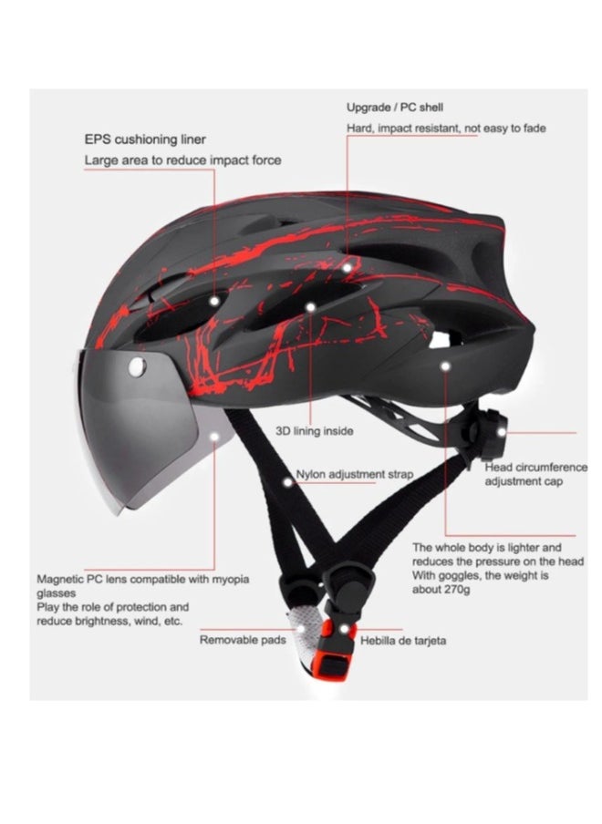 OASIS-TH Bike Helmet for Men Women, Detachable Magnetic Goggle Visor Bicycle Road Mountain Cycling Helmet, Adjustable Size  - Image 3