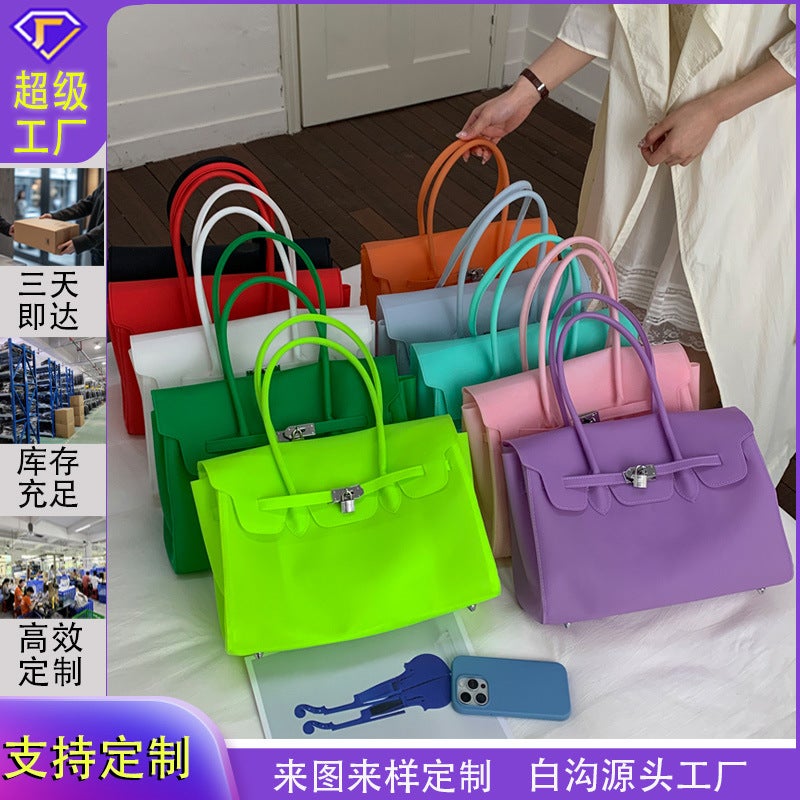 Fashion Jelly Bag, Large-Capacity Kelly Bag, Women''s Summer Niche Tote Bag, Commuter High-End Underarm Bag - Image 2