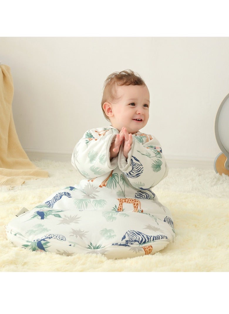 Gonice All cotton baby anti kick sleeping bag, children's bean velvet thickened and soothing baby sleeping bag（M）  - Image 2