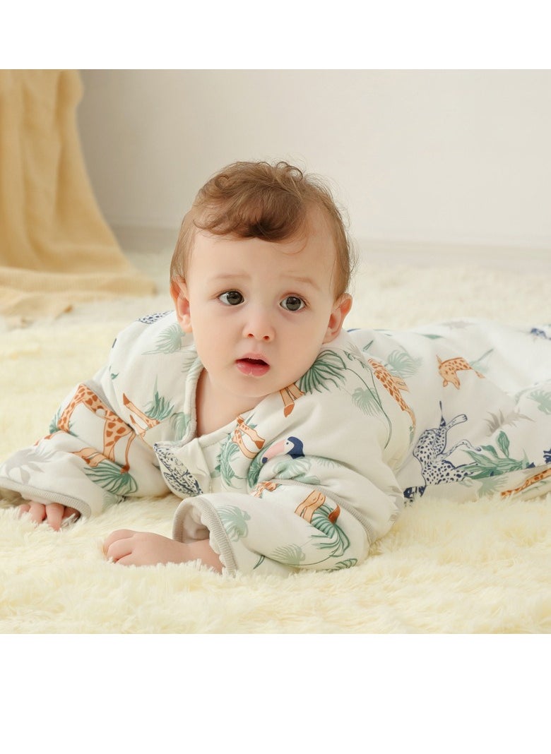 Gonice All cotton baby anti kick sleeping bag, children's bean velvet thickened and soothing baby sleeping bag（M）  - Image 3