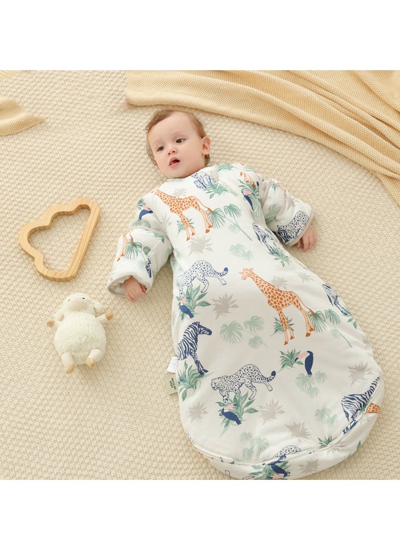 Gonice All cotton baby anti kick sleeping bag, children's bean velvet thickened and soothing baby sleeping bag（M）  - Image 4