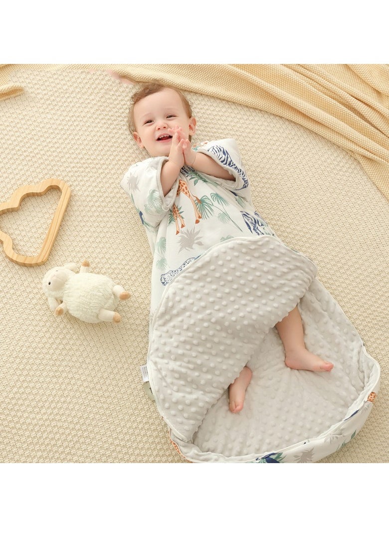 Gonice All cotton baby anti kick sleeping bag, children's bean velvet thickened and soothing baby sleeping bag（M）  - Image 5