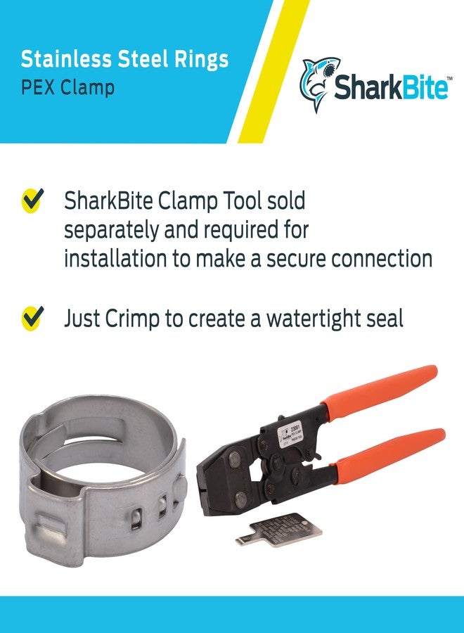 SharkBite 3/4 Inch Clamp Ring, Pack of 100, Stainless Steel Plumbing Fitting, PEX Pipe, PE-RT, UC955CP100 - Image 4
