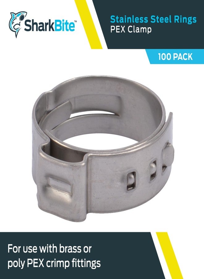 SharkBite 3/4 Inch Clamp Ring, Pack of 100, Stainless Steel Plumbing Fitting, PEX Pipe, PE-RT, UC955CP100 - Image 2