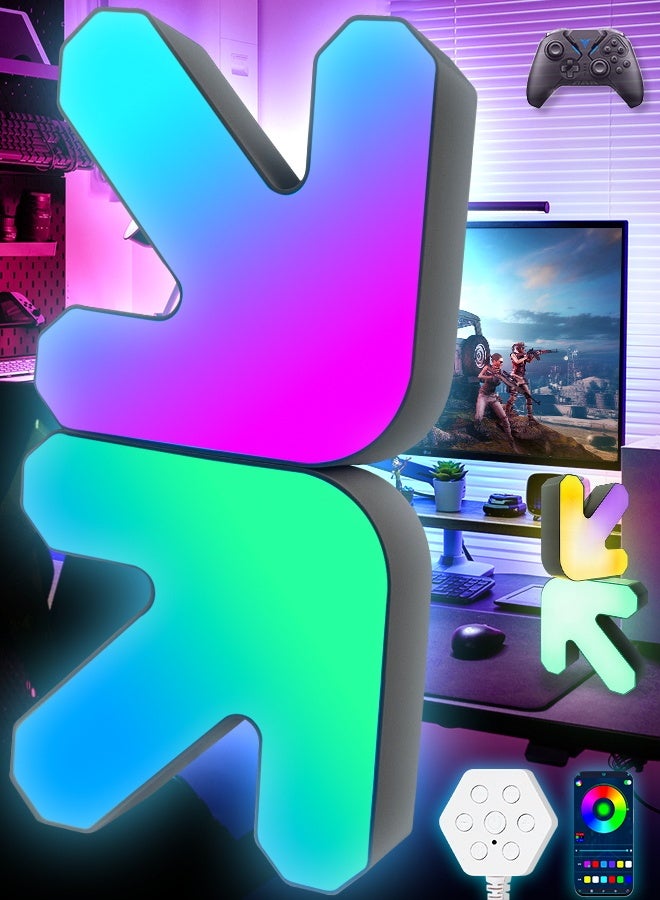 Litus RGB LED Lights for Decoration with APP Control - Music Sync & DIY Shape, Warm White Light, 16M Colors | 2 PCS Arrow Desk Lamp - Image 1