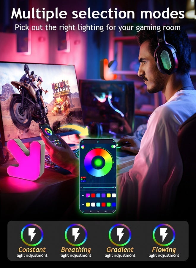 Litus RGB LED Lights for Decoration with APP Control - Music Sync & DIY Shape, Warm White Light, 16M Colors | 2 PCS Arrow Desk Lamp - Image 2