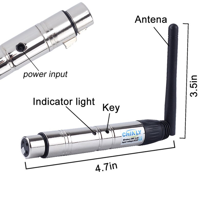 CHINLY تشينلي 8 قطع 2.4G DMX512 لاسلكي 1 مرسل ذكر و 7 مستقبلات أنثوية للتحكم في إضاءة المسرح PAR للحفلات - Image 4