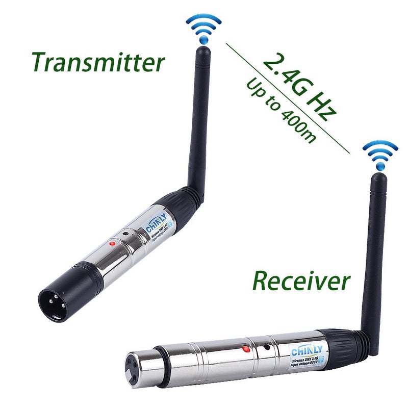 CHINLY تشينلي 8 قطع 2.4G DMX512 لاسلكي 1 مرسل ذكر و 7 مستقبلات أنثوية للتحكم في إضاءة المسرح PAR للحفلات - Image 2
