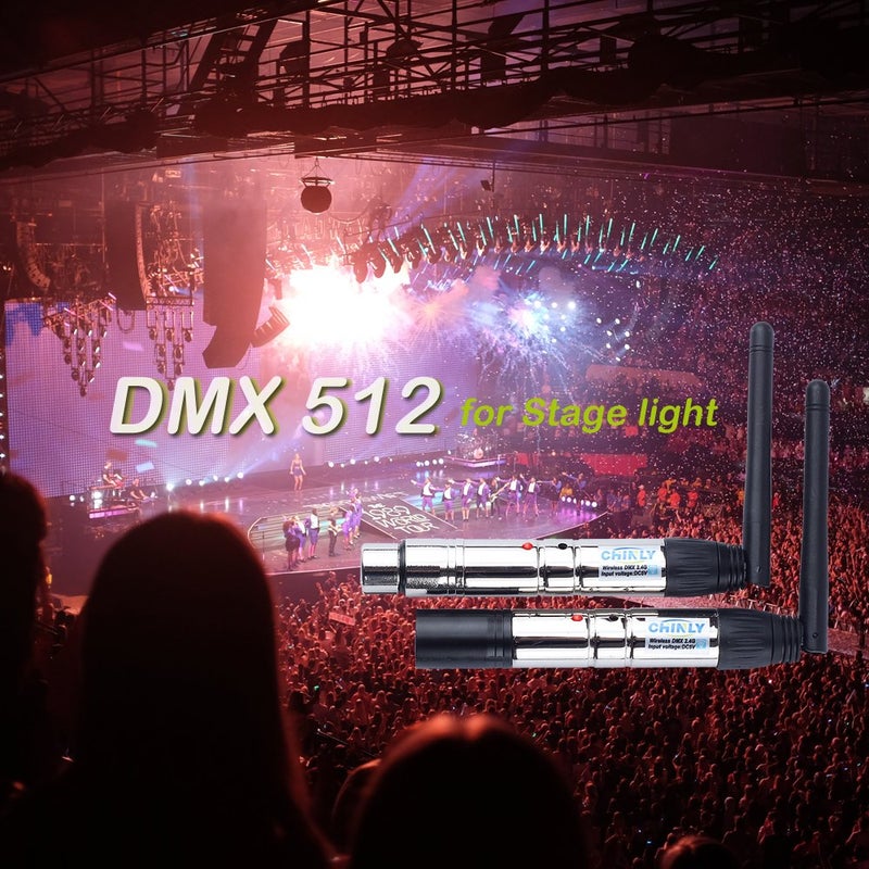 CHINLY تشينلي 8 قطع 2.4G DMX512 لاسلكي 1 مرسل ذكر و 7 مستقبلات أنثوية للتحكم في إضاءة المسرح PAR للحفلات - Image 5