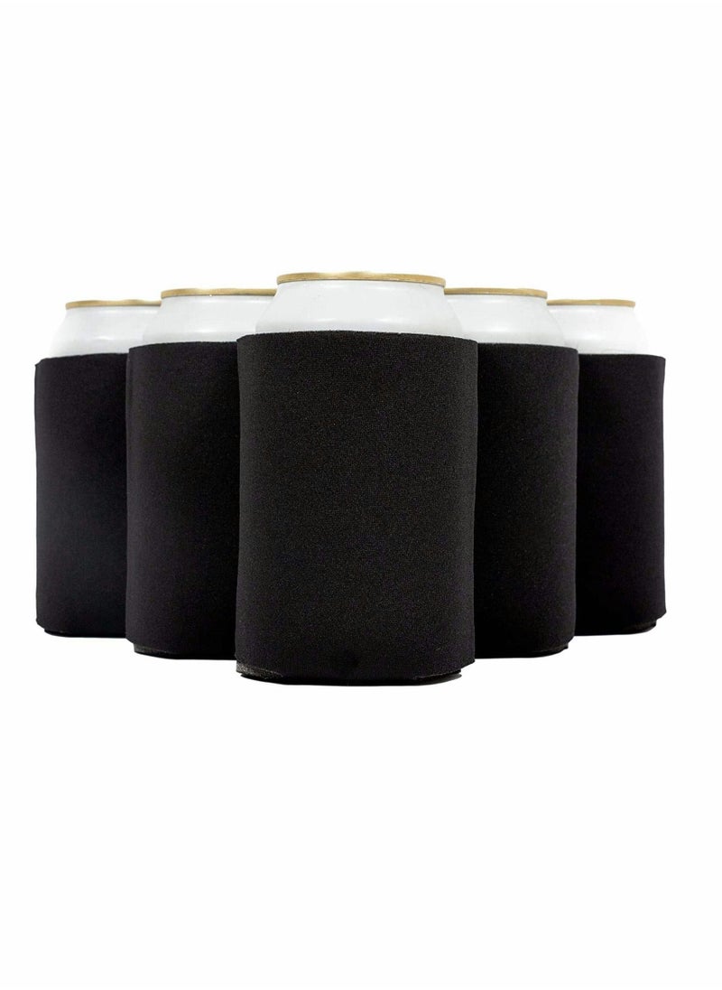 Y&D Blank Can Coolers Sleeves, Soft Insulated Cooler HTV Friendly Plain Black Sleeve for Soda, and Water Bottles, Blanks Wedding Favors Gifts(14-Pack)  - Image 2