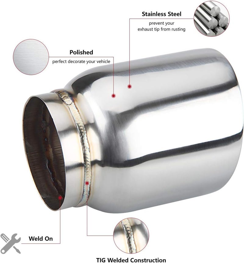 LCGP Stainless Steel Exhaust Tip - 3" Inlet, 4" Outlet - Image 4