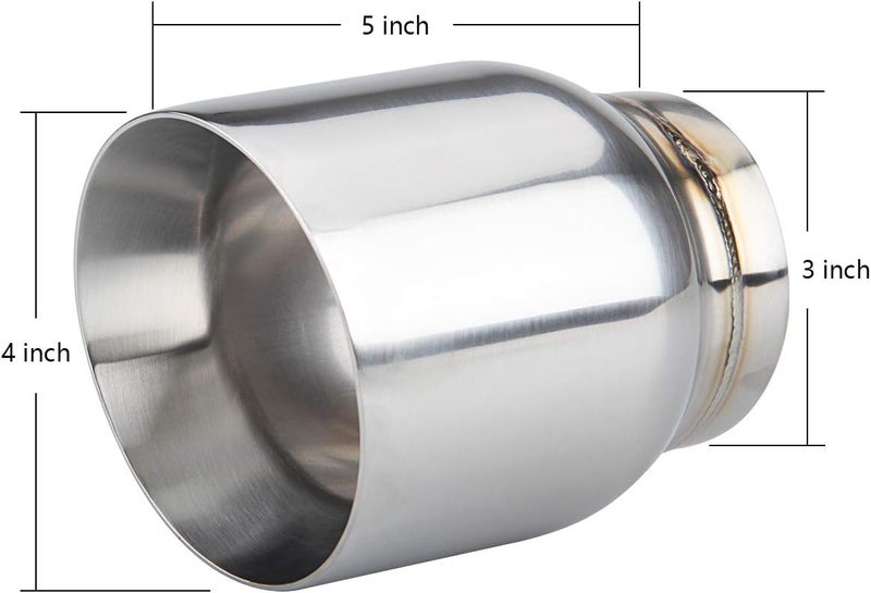 LCGP Stainless Steel Exhaust Tip - 3" Inlet, 4" Outlet - Image 2