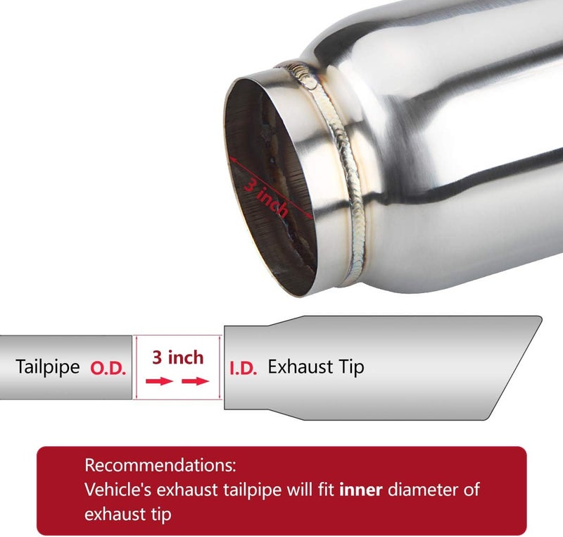 LCGP Stainless Steel Exhaust Tip - 3" Inlet, 4" Outlet - Image 3