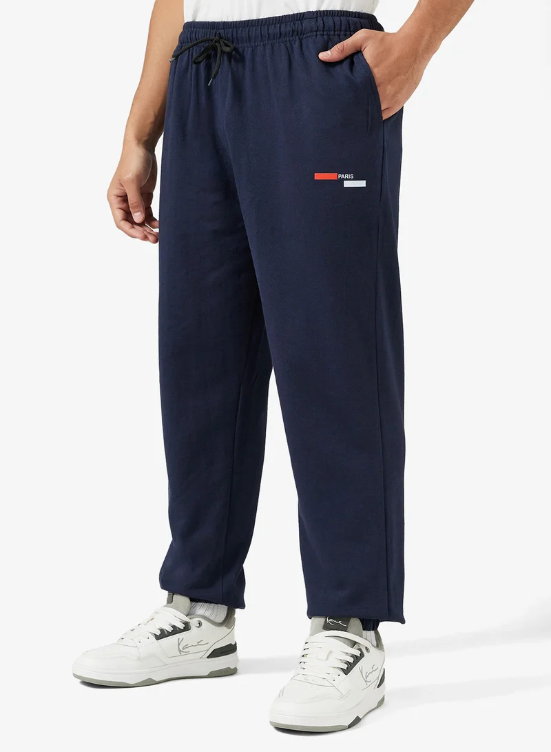Seventy Five Basics Text Print Elastic Hem Joggers