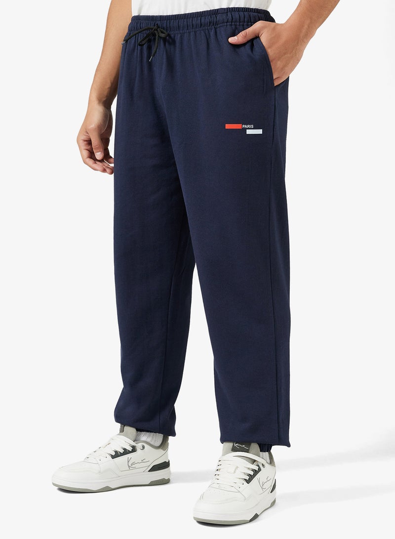 Seventy Five Basics Text Print Elastic Hem Joggers - Image 1