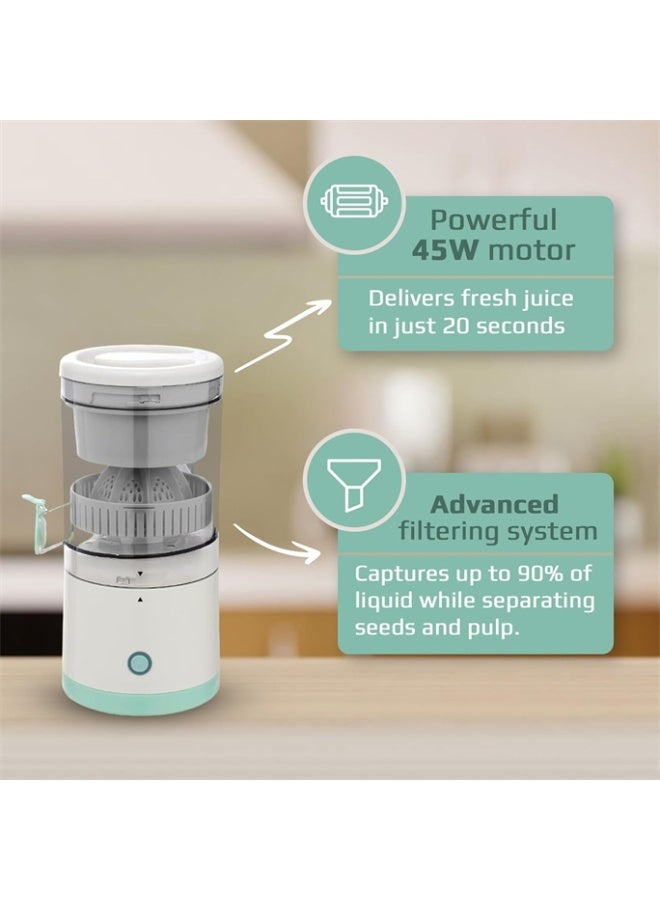 هومستر عصائر الحمضيات الكهربائية ، شحن USB وقوية ، متعددة الوظائف 1 زر سهل الصحافة آلة ضغط الليمون البرتقالي للمطبخ - Image 2