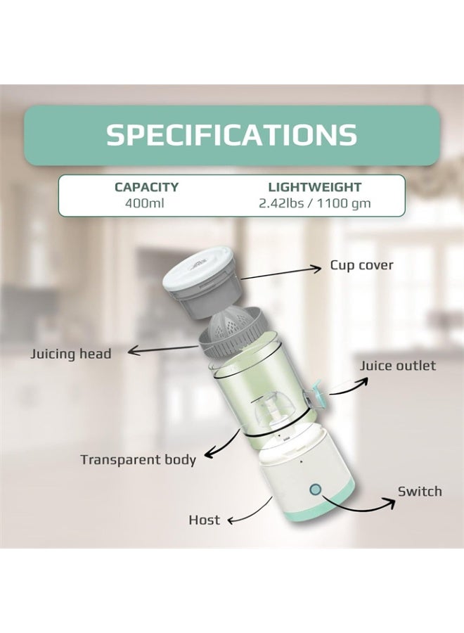 هومستر عصائر الحمضيات الكهربائية ، شحن USB وقوية ، متعددة الوظائف 1 زر سهل الصحافة آلة ضغط الليمون البرتقالي للمطبخ - Image 3