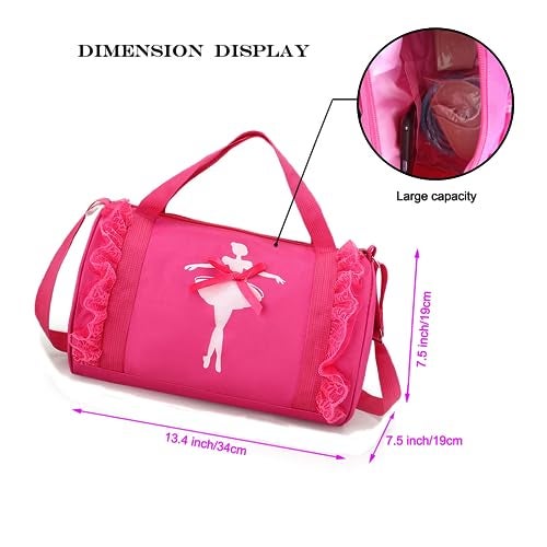 SEHXIM Cute Ballet Dance Backpack Tutu Dress Dance Bag Dance Bag Waterproof Small Duffle Bag Ballet Bags Gym Bag Pink - Image 3