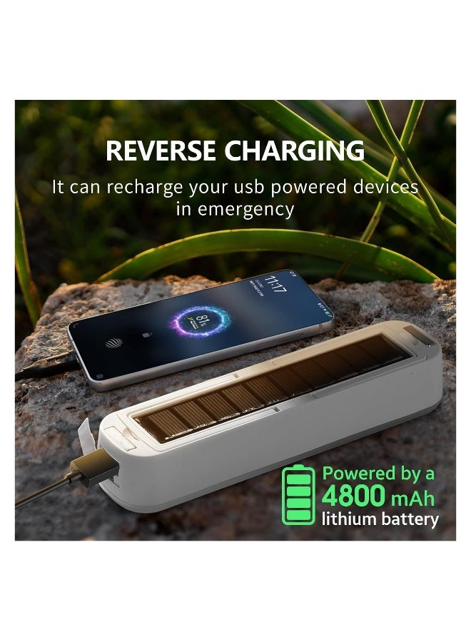 Solar Rechargeable Camping Lantern Magnet Adsorption 4800Mah Power Bank 1500 Lumens 4 Light Modes Led Lantern For Car Home Outage Hiking Fishing Storms Backpacking Emergencies(White × 1Pcs) - Image 3