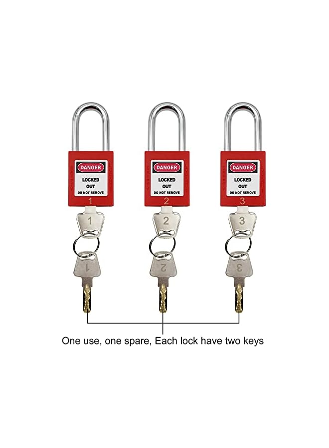 PROMASS Lockout Tagout Kit Electrical Loto - Group Lockout Hasps, Lockout Tags, Safety Padlocks with Number, Nylon Ties with Pocket Bag(Red Kit)  - Image 5