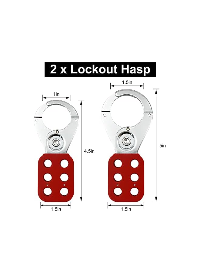 PROMASS Lockout Tagout Kit Electrical Loto - Group Lockout Hasps, Lockout Tags, Safety Padlocks with Number, Nylon Ties with Pocket Bag(Red Kit)  - Image 2
