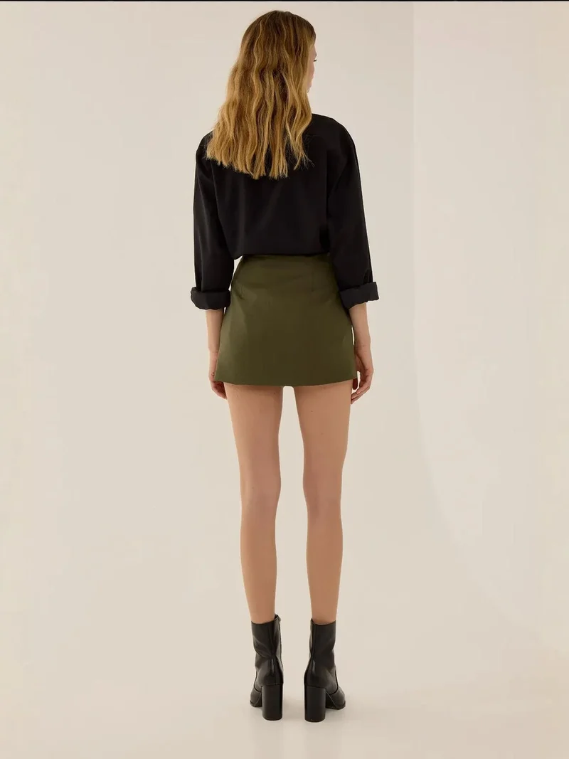 HICCUP Mini Skirt with Button Detail