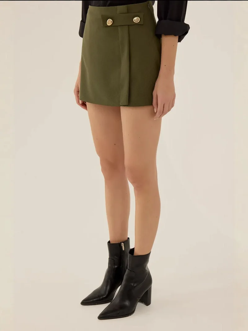 HICCUP Mini Skirt with Button Detail