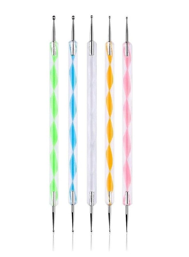 EDO MAC Multicolor 5 pieces Nail Art Dotting Marbleizing Tool Pen for Nail Decoration Stamping(NS-Doting Pen) - Image 1