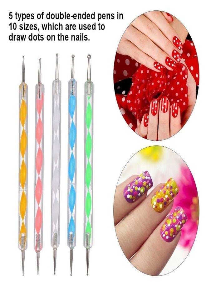 EDO MAC Multicolor 5 pieces Nail Art Dotting Marbleizing Tool Pen for Nail Decoration Stamping(NS-Doting Pen) - Image 3