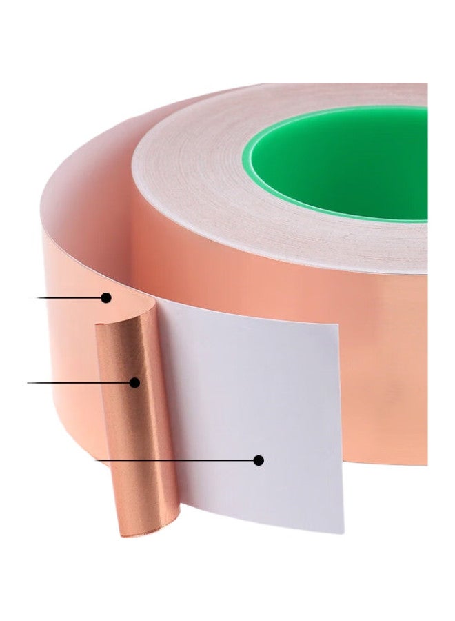Oumai Double-Sided Copper Foil Tape, Conductive Adhesive, Pure Copper, High Temperature Resistant, Signal Enhancement, Shielding Tape, Heat Dissipation Copper Foil Sticker, Double Conductive Copper Foil Tape, 10Mm*20M, 1 Roll - Image 2