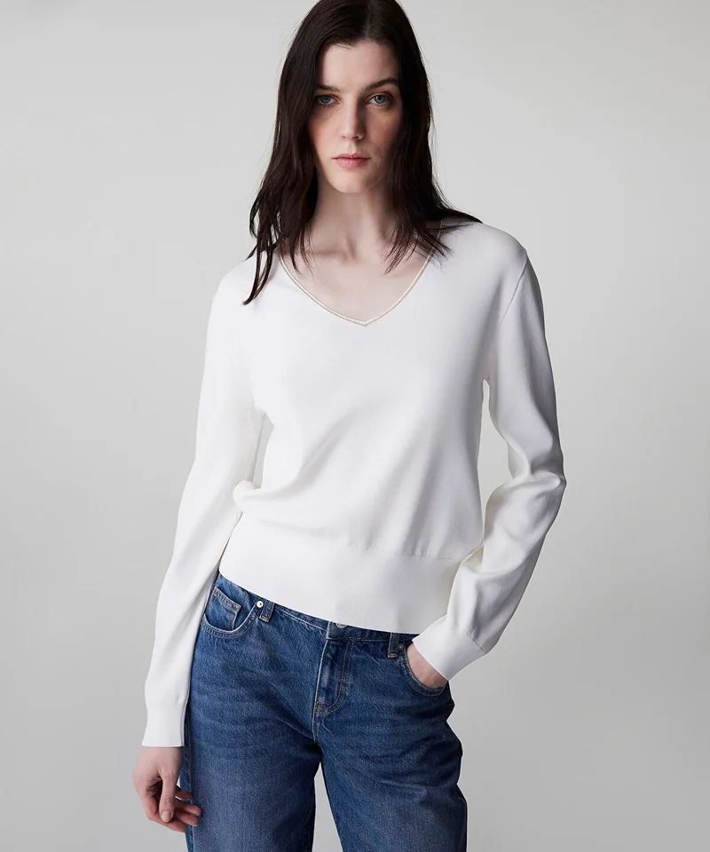 Ipekyol Knit Top with Rhinstone Embellishments