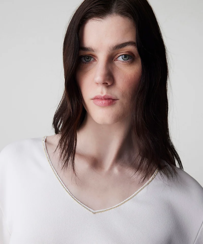Ipekyol Knit Top with Rhinstone Embellishments