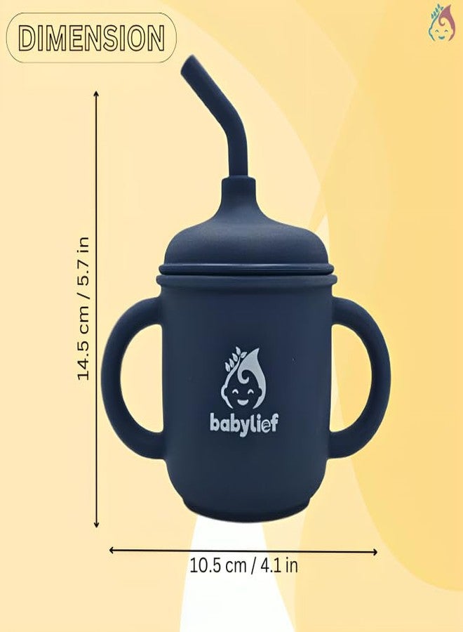 Babylief™ Silicone Sippy Cup with Double Handles, and Contains 150ml (Navy Blue) - Image 4